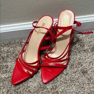 Miss Lola Bold Red Strappy Heels